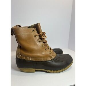 LL Bean Womens Boots 9M Brown Bean Boots Duck Boots Rain Leather Made in USA